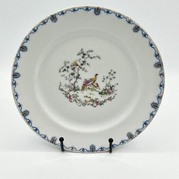 Vintage‎ 1921 Limoges China by Charles Ahrenfeldt Peacock Pheasant Plate 8.5" - Picture 1 of 3
